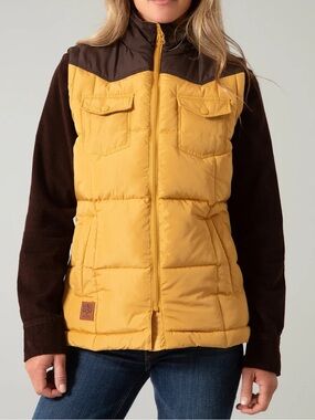 Kimes Ranch womens wyldfire mustard brown  puffer vest SIZE medium rodeo